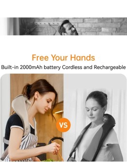 Шиацу 5D масажор за врат и тяло функция за топлина 6 масажни глави безжичен